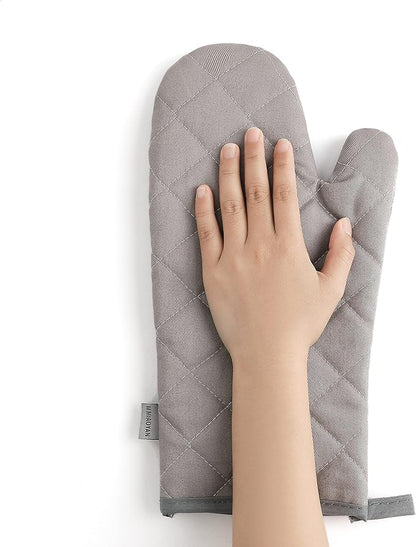 Oven Mitts and Pot Holders 4 pcs Set,High Heat Resistant 500 Degree Extra Thicken Long Kitchen Cotton Oven Glove for Cooking (12 Inch,Grey) - Image 5