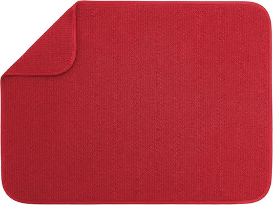 S&T INC. Dish Drying Mat XL, 18” x 24”, Absorbent Microfiber Kitchen Counter Mat, Dish Drying Pad for Dishes, Utensils, Pots and Pans, Extra Large, Red by STINC