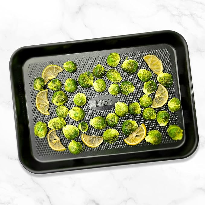 Baker's Secret Baking Sheet Pan Set, 3x Cookie Sheets for Oven, Diamond Texture Premium Air Flow Circulation, Set of 3 Baking Trays, Extra Thick 0.6mm with Diamond Base PFOA, PFOS, PTFE and PFAS free - Image 8