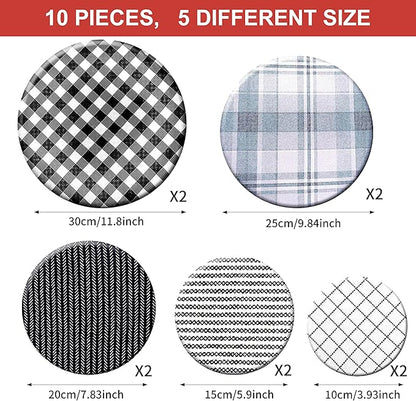 10Pcs Reusable Bowl Covers In 5 Size, Stretch Cloth Fabric Dish Cover Kitchen Storage Containers Lids for Fruits Food Leftover Dough Bread Proofing