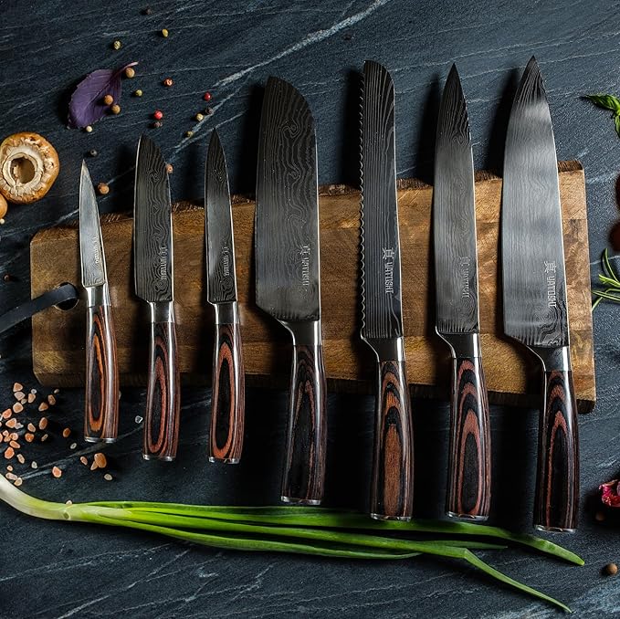Yatoshi Professional Kitchen Knife Set, 15 Pieces, High Carbon Stainless Steel, Ergonomic Handle - Image 2