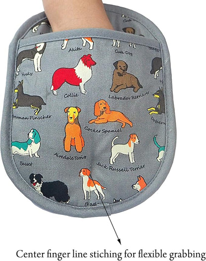 Pot Holders Set of 2 with Transparent Clear Silicone Shell and Nice Dog Printing Cotton Lining, Heat Resistant to 500 F Kitchen Oven Gloves Pot Holder for Cooking (Dog Flower, Potholders) - Image 5