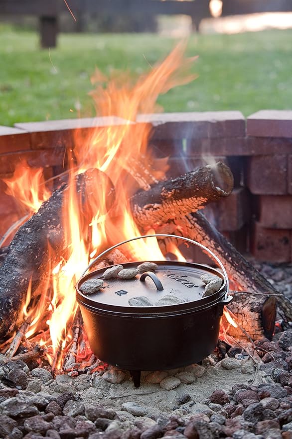 Lodge 8 Quart Pre-Seasoned Cast Iron Camp Dutch Oven with Lid - Dual Handles - Use in the Oven, on the Stove, on the Grill or over the Campfire - Black - Image 4
