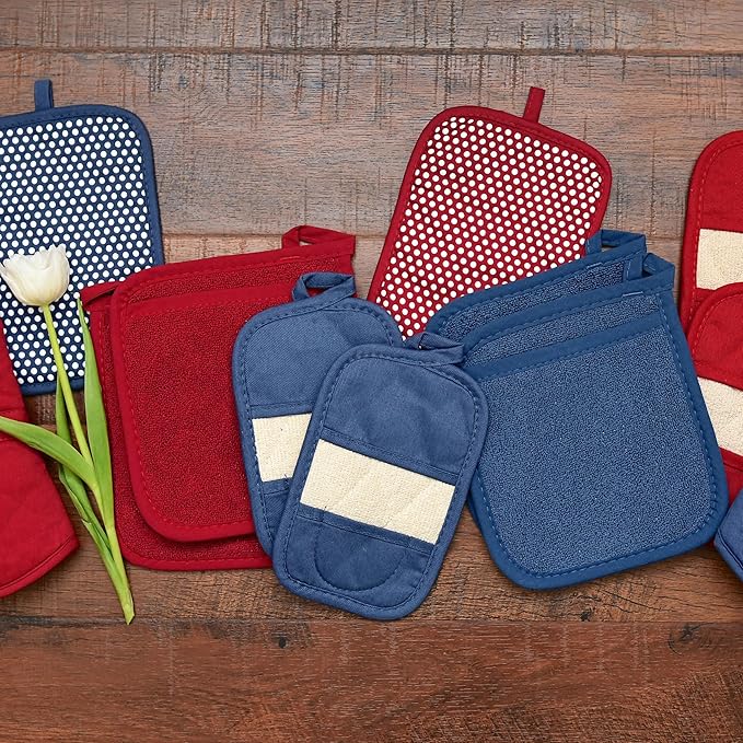 RITZ Terry Pocket Mitt & Hot Pad: Unparalleled Heat Resistant, Durable 100% Cotton – Ergonomically Designed for Optimal Grip – Easy-Care Machine Washable – 4-Pack, Federal/Paprika - Image 6