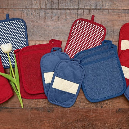 RITZ Terry Pocket Mitt & Hot Pad: Unparalleled Heat Resistant, Durable 100% Cotton – Ergonomically Designed for Optimal Grip – Easy-Care Machine Washable – 4-Pack, Federal/Paprika - Image 6
