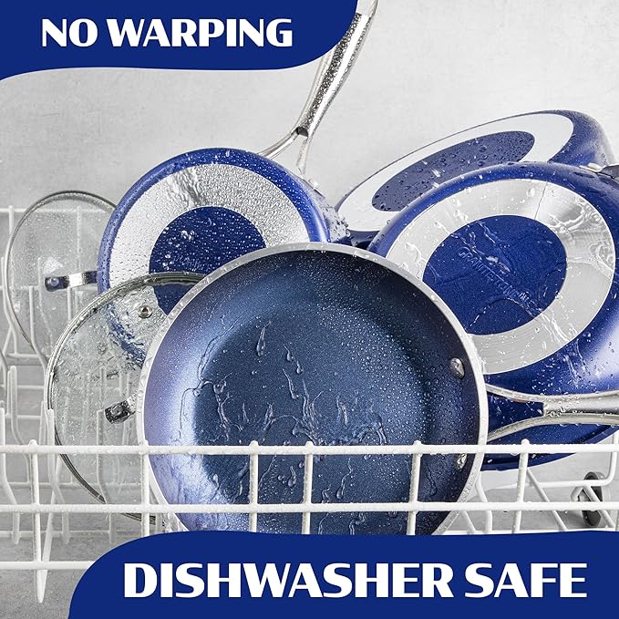 Granitestone Ceraluxe 20 Pc Ceramic Cookware Set Nonstick, Complete Pots and Pans Set Non Stick with 5 Pc Bakeware Set, Deep Frying Pan Set, & Steamer, Non Toxic PFOA Free, Oven & Dishwasher Safe - Image 9