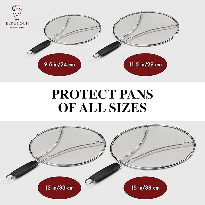 Splatter Screen for Frying Pan - 13 Inch Stainless Steel Grease Splatter Guard - Cover Oil Splash when Sizzling Bacon, Cooking Fried Chicken or Popcorn - Image 9