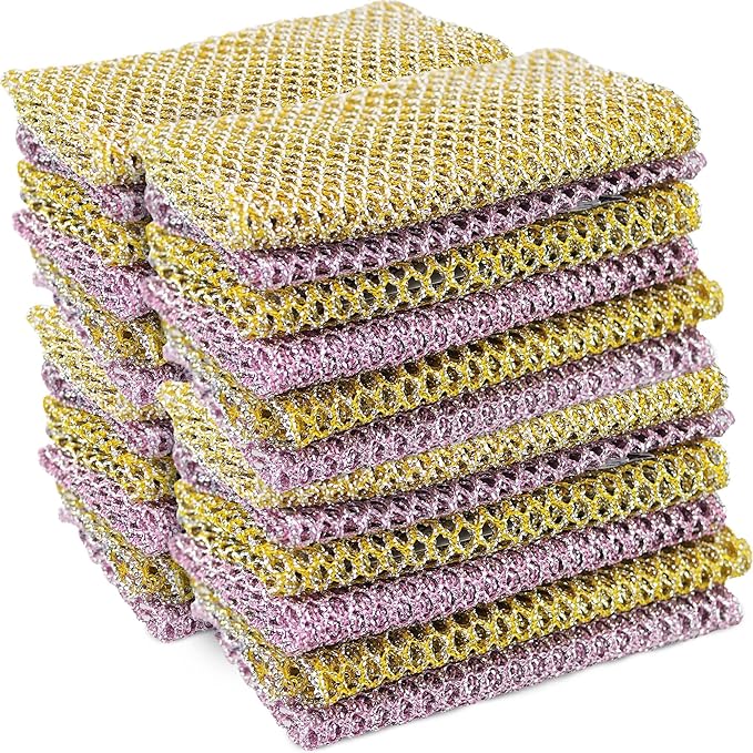 Heavy Duty Dish Scrubbers - Non Scratch Scouring Pads - Odorless and Long Lasting - Replace Sponges for Dish Washing, Scrubbing & Scouring - Kitchen, Floor and Bathroom Usage - Made in Korea (24 Pcs) by TheCrownChoice