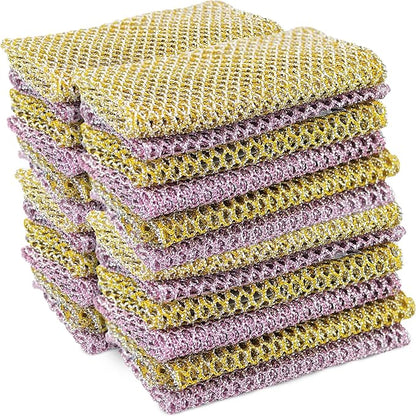 Heavy Duty Dish Scrubbers - Non Scratch Scouring Pads - Odorless and Long Lasting - Replace Sponges for Dish Washing, Scrubbing & Scouring - Kitchen, Floor and Bathroom Usage - Made in Korea (24 Pcs) by TheCrownChoice