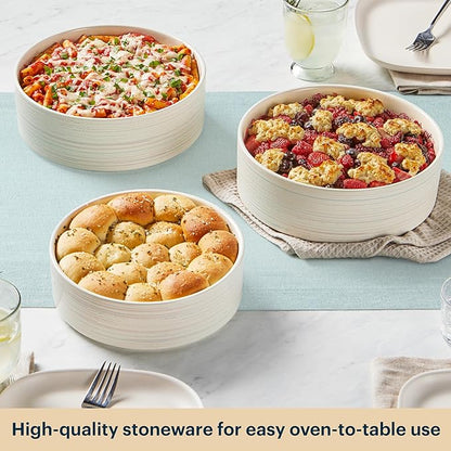 Pyrex 3-Piece Round Ceramic Bakeware Set, Nonstick, Pie, Cake, Lasagna Oven Pans, Bakers, For Baking, Roasting, Steaming - Image 6