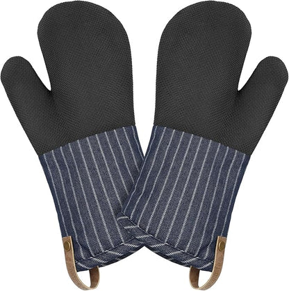Cuisinart Heritage Kitchen Oven Mitts – Heat-Resistant Kitchen Mitts for Oven with Non-Slip Neoprene Palm, Long Cuff, and Cotton Filling – Durable Oven Gloves for Cooking, Baking, & Grilling by BestBrands