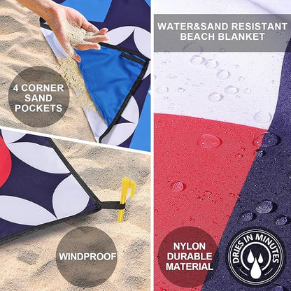 HIHOHO Beach Blanket Waterproof Sandproof Extra Large Beach Mat 79" X 83"/120"x108"for 1-8 Adults Quick Drying Durable Outdoor Picnic Mat for Beach Travel Camping Hiking
