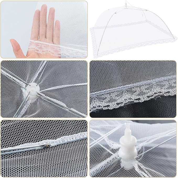 (6 Pack) ESFUN Food Net Covers for Outside, 17"x 17" Large Outdoor Food Cover Mesh Screen Tents Umbrella Fly Food Covers for Picnics, Parties, BBQ, Camping, Reusable and Collapsible - Image 7