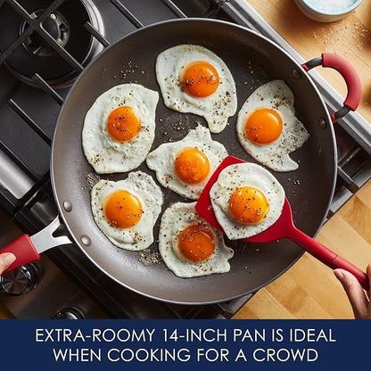 Rachael Ray Cook + Create Nonstick Frying Pan/Skillet with Helper Handle, 14 Inch - Red - Image 5