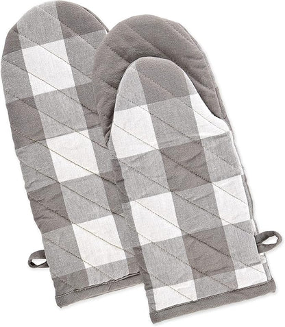 DII Buffalo Check Kitchen Collection, Classic Farmhouse Kitchen Set, Oven Mitt, Gray & White, 2 Piece