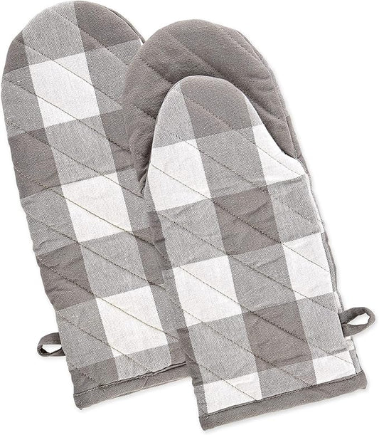DII Buffalo Check Kitchen Collection, Classic Farmhouse Kitchen Set, Oven Mitt, Gray & White, 2 Piece