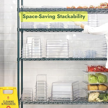 CURTA 6-Pack 1/6 Size 4" Deep NSF Polycarbonate Food Pans | Dishwasher & Freezer Safe Clear Container for Prep Tables, Buffet, Salad Bar, Commercial & Home Kitchen