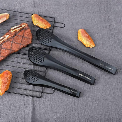 MSY BIGSUNNY Kitchen Buffet Tongs - Heavy Duty Food Serving Set for Cooking, BBQ - Metal Salad Tongs Set of 3 (Black 7" 9" & 11") - Image 2