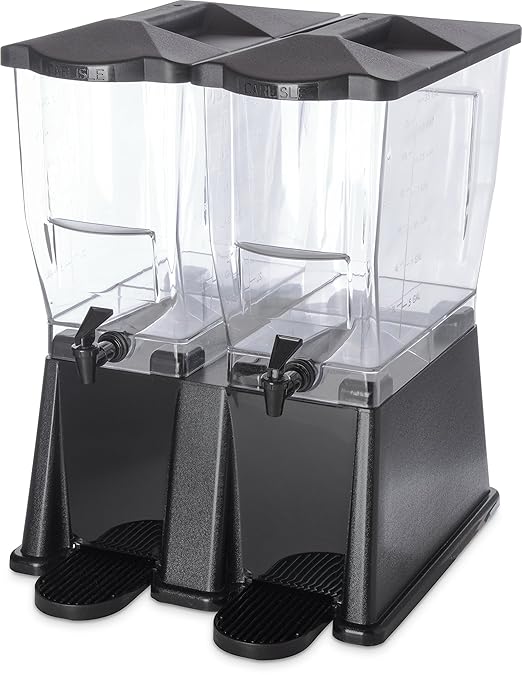 Carlisle FoodService Products Trimline Double Base Rectangular Beverage Dispensers with Spigot for Catering, Buffets, Restaurants, Polycarbonate (Pc), 2 x 3.5 Gallons, Black by CarlisleFoodServiceProducts