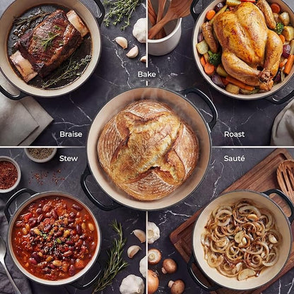 Zulay Kitchen 5 Quart Enameled Cast Iron Dutch Oven Pot with Lid – Premium Durability & Oven Safe up to 500°F – Heavy Duty Cookware Perfect for Bread Baking, Stews, Braising & Roasting – Black - Image 3