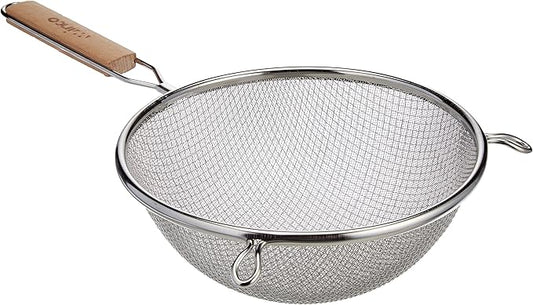 Winco MS3A-8D Strainer with Double Fine Mesh, 8-Inch Diameter, Medium, Stainless Steel, Tan by Winco