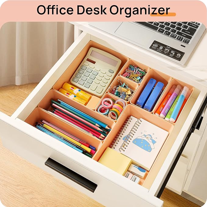 Vtopmart 25 PCS Plastic Drawer Organizers Set, 4-Size Versatile Bathroom and Vanity Drawer Organizer Trays, Storage Bins for Makeup, Bedroom, Kitchen Gadgets Utensils and Office - Image 6
