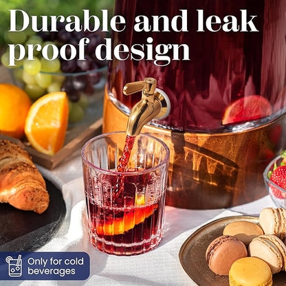 FOODLE Extra Large Glass Drink Dispenser with Spigot - Glass Beverage Dispenser with Stand - Perfect for Parties & Catering - Pitcher for Lemonade, Water, Sangria & Juice - Leakproof Spout - 3 Gallon - Image 3