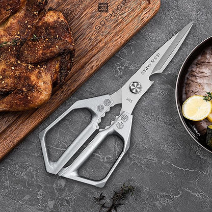 Kitchen Scissors for Food Japanese - Poultry Shears, Japanese All Purpose Heavy Duty for Chicken Wing/Bone, Meat, Quail, Fish, Turkey, Vegetables, Stainless Steel Cooking Aid Scissors, Dishwasher Safe - Image 7