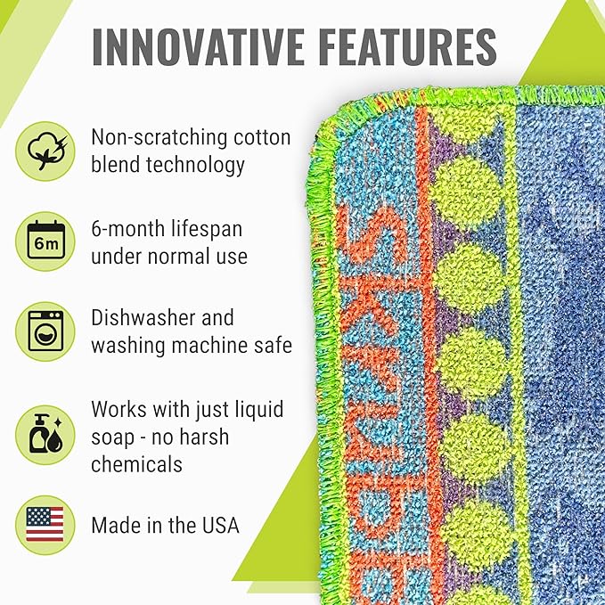 Wet-It Skrubba Non-Scratch Scouring Pad – European Scrubby Sponge for Kitchen Cleaning, Pots, Pans, Glass & Cookware – Durable Reusable Pad with Fun Chicken Design - Image 2