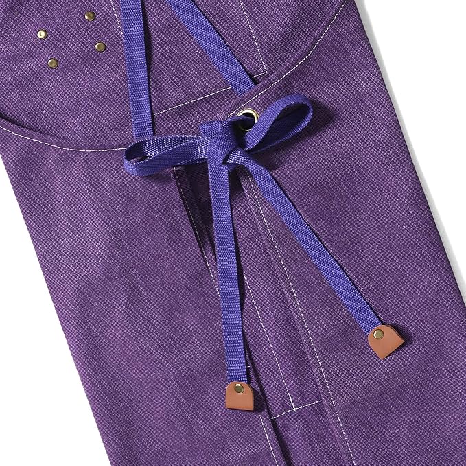 AFUN Chef Aprons for Men Women with Oversized Pockets, 16-Ounce Cotton Canvas Cross Back Heavy Duty Work Apron (Purple) - Image 6