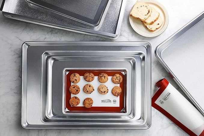 New Star Foodservice Commercial-Grade 18-Gauge Aluminum Sheet Pan/Bun Pan (9 x13 x1 inch (Quarter Size)) - Image 9