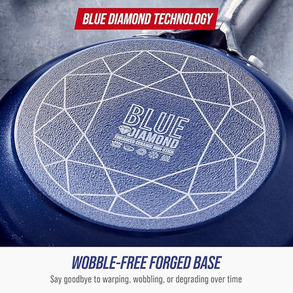 Blue Diamond Nonstick 2QT Saucepan with Lid, Non Toxic PFAS-Free Diamond Ceramic, Dishwasher & Oven Safe, Metal Utensil Safe Pot, Stay Cool Handle, Chef Pan, Glass Lid, Blue - Image 7