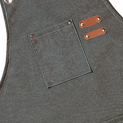 AFUN Chef Aprons for Men Women with Oversized Pockets, 16-Ounce Cotton Canvas Cross Back Heavy Duty Work Apron (Grey Green) - Image 4