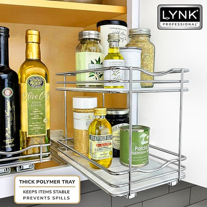 LYNK PROFESSIONAL® Pull Out Spice Organization for Cabinets - 6-3/8 inch Wide – Spice Rack for Inside Cabinets, Slide Out Spice Rack Organizer for cabinet – Pull Out Spice Rack, Sliding 2 Tier Chrome - Image 6