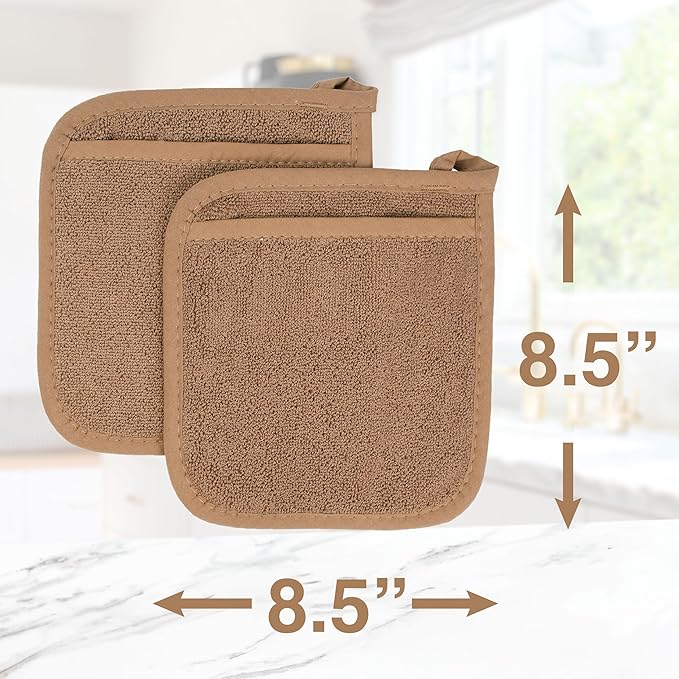 RITZ Terry Pocket Mitt & Hot Pad: Unparalleled Heat Resistant, Durable 100% Cotton – Ergonomically Designed for Optimal Grip – Easy-Care Machine Washable – 4-Pack, Mocha Brown - Image 7