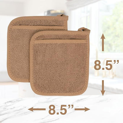 RITZ Terry Pocket Mitt & Hot Pad: Unparalleled Heat Resistant, Durable 100% Cotton – Ergonomically Designed for Optimal Grip – Easy-Care Machine Washable – 2-Pack, Mocha - Image 8