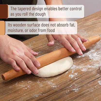 BAMBOO LAND- French Rolling Pin Set, 2 pcs, 16", 8", Natural Wood Rolling Pins for Baking - Image 5