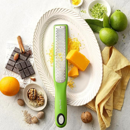 Spring Chef Premium Lemon Zester Grater with Handle - Orange, Garlic, Ginger, Nutmeg, Cheese Grater- Handheld Sharp Kitchen Tool - Stainless Steel Citrus Zester with Blade Cover - Fine Shred, Green - Image 9