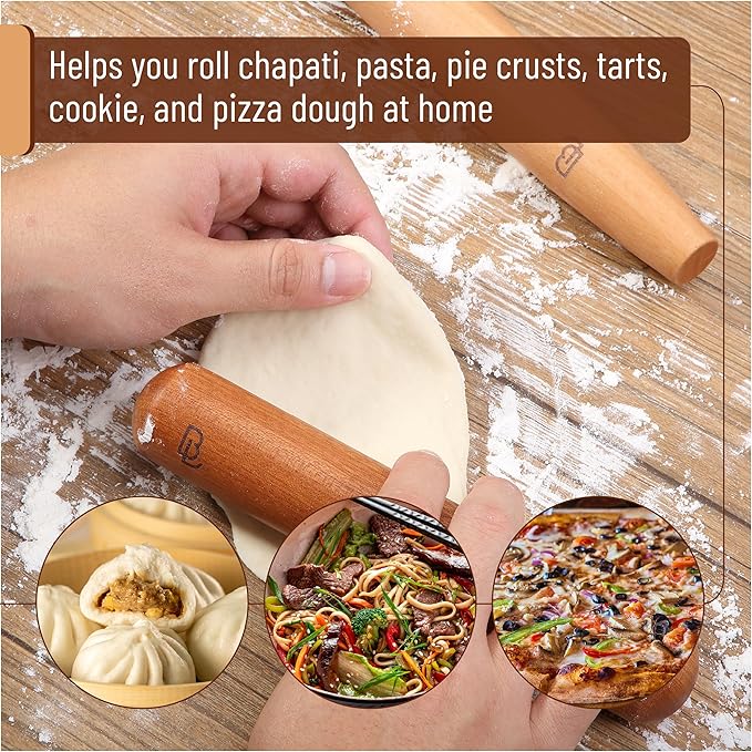 BAMBOO LAND- French Rolling Pin Set, 2 pcs, 16", 8", Natural Wood Rolling Pins for Baking - Image 6