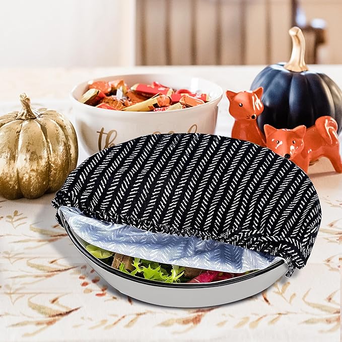 10Pcs Reusable Bowl Covers In 5 Size, Stretch Cloth Fabric Dish Cover Kitchen Storage Containers Lids for Fruits Food Leftover Dough Bread Proofing
