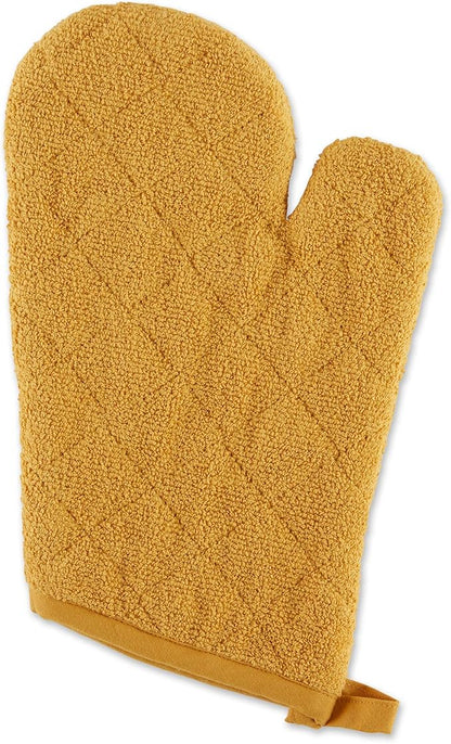 DII Basic Terry Collection 100% Cotton Quilted, Oven Mitt, Honey Gold, 2 Piece