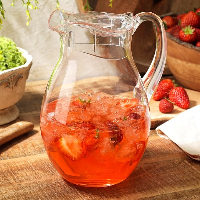 MosJos Acrylic Pitcher (72 oz), Clear Plastic, Water Pitcher with Lid, Shatterproof, BPA-Free Clear Pitcher, Ideal for Sangria, Lemonade, Juice, Iced Tea & More by MosJos