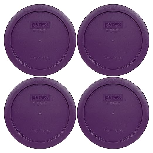 Pyrex 7201-PC Round 4 Cup Storage Lid for Glass Bowls (4, Purple) by Pyrex