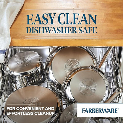 Farberware Millennium Stainless Steel Nonstick Cookware Set, 10-Piece Pot and Pan Set, Stainless Steel