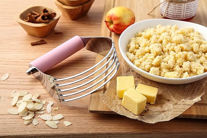 Spring Chef Large Dough Blender For Baking, Professional Dough Cutter Tool, Stainless Steel Puff Pastry Cutter Tool, Dishwasher Safe Pastry Blender for Easy Mixing - Pink Lemonade - Image 8