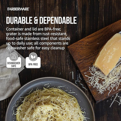 Farberware Professional 4-Sided Slim Stainless Steel Heavy Duty Kitchen Box Grater with Detachable Clear Storage Container, Perfect for Parmesan Cheese, Vegetables, Ginger, with Lemon Zester - Image 4