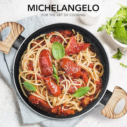 MICHELANGELO Stock Pot with Lid, 5 Quart Cooking Pot Nonstick, Granite Soup Pots with Lid, Induction Pot with Stay-cool Handle, 5 Qt Stockpot Non Stick Pots Black - Image 8