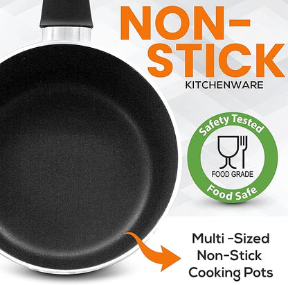 SereneLife Kitchenware Pots & Pans Basic Kitchen Cookware, Black Non-Stick Coating Inside, Heat Resistant Lacquer (15-Piece Set), One Size, Gold - Image 4