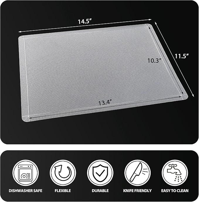 WK Flexible Plastic Cutting Boards Mats with Lip, Foldable Cutting Board for Kitchen Set of 3, Clear Cutting Boards, Nonslip Cutting Mats Sheets, BPA Free, Dishwasher Safe - Image 4