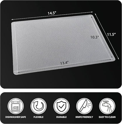 WK Flexible Plastic Cutting Boards Mats with Lip, Foldable Cutting Board for Kitchen Set of 3, Clear Cutting Boards, Nonslip Cutting Mats Sheets, BPA Free, Dishwasher Safe - Image 4